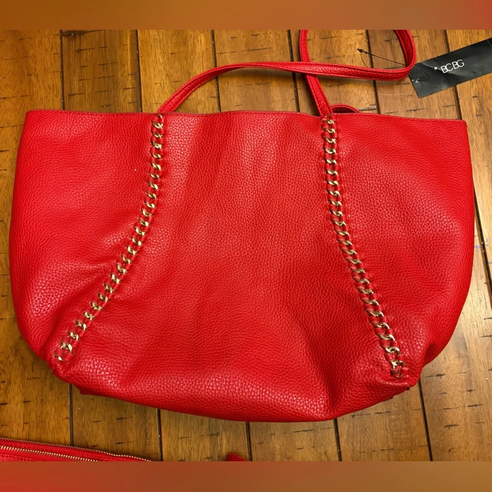 BCBG Red Bag set of 3! Tote, Purse and Wallet! - Picture 11 of 14